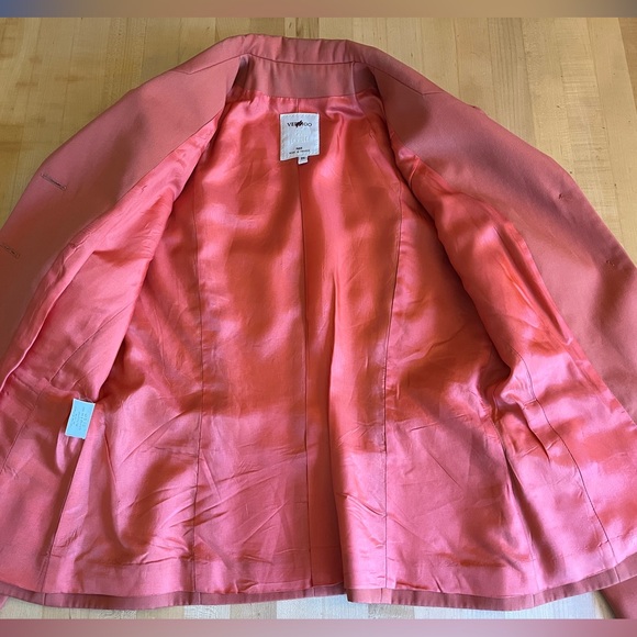 Vertigo 🇫🇷 Pour La Ville Orange Wool Blend Tailored Fitted Blazer Jacket M - Picture 10 of 14